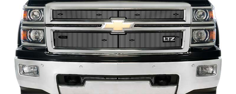 2014-2015 Chev Silverado 1500 Honeycomb Grill with LTZ Badge, Without Licence Plate, With Tow Hooks, Bumper Screen Included