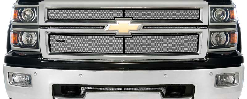 2014-2015 Chev Silverado 1500 Honeycomb Grill Without Badge,Without Licence Plate, With Tow Hooks, Bumper Screen Included