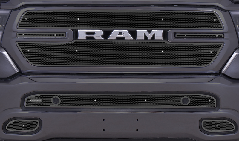 2019-2021 Dodge Ram 1500 Sport & Big Horn with Bar Grille, without Upper Front Camera & with Park Sensor, Bumper Screen Included